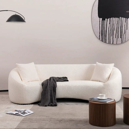 Curved 3 Seater Sofa white upholstery stationary sofa Unique Piece Furniture on Tampa Home & Garden Store