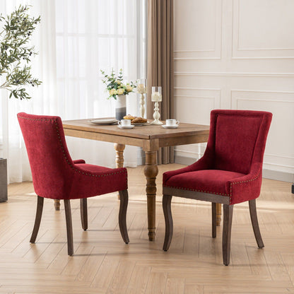 Ultra Side Dining Chair Set red upholstered chairs with solid wood legs 2-chair set on Tampa Home & Garden Store