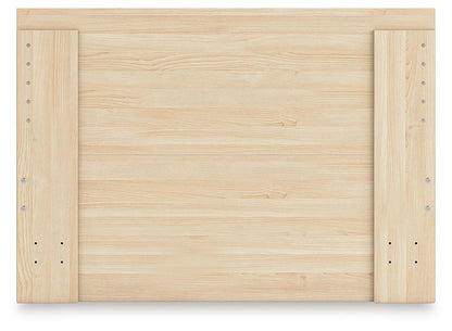 Onita panel platform bed frame in natural pine with slotted side rails on Tampa Home & Garden Store