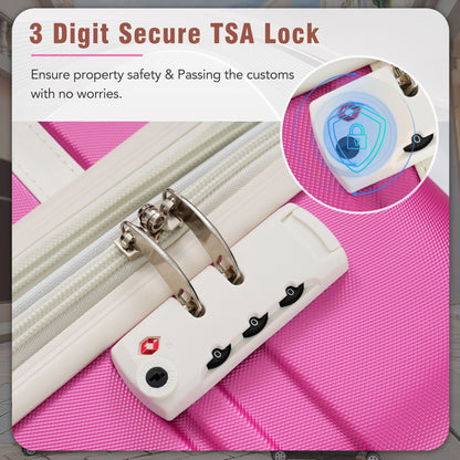 4-piece hardshell luggage set with 20/24/28in spinner wheels, pink textured shells, TSA lock on Tampa Home & Garden Store