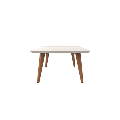 Off White Lacquered Coffee Table with Solid Wood Legs by HouseOfZazla, mid-century style on Tampa Home & Garden Store