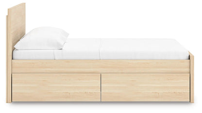 Onita Panel Platform Bed with light oak finish and built-in storage drawers on Tampa Home & Garden Store