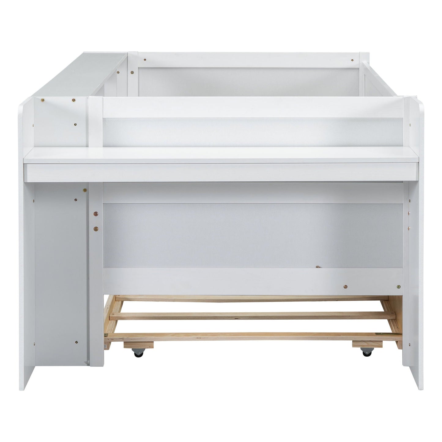 White twin daybed frame with underbed trundle on wheels and a slatted base on Tampa Home & Garden Store