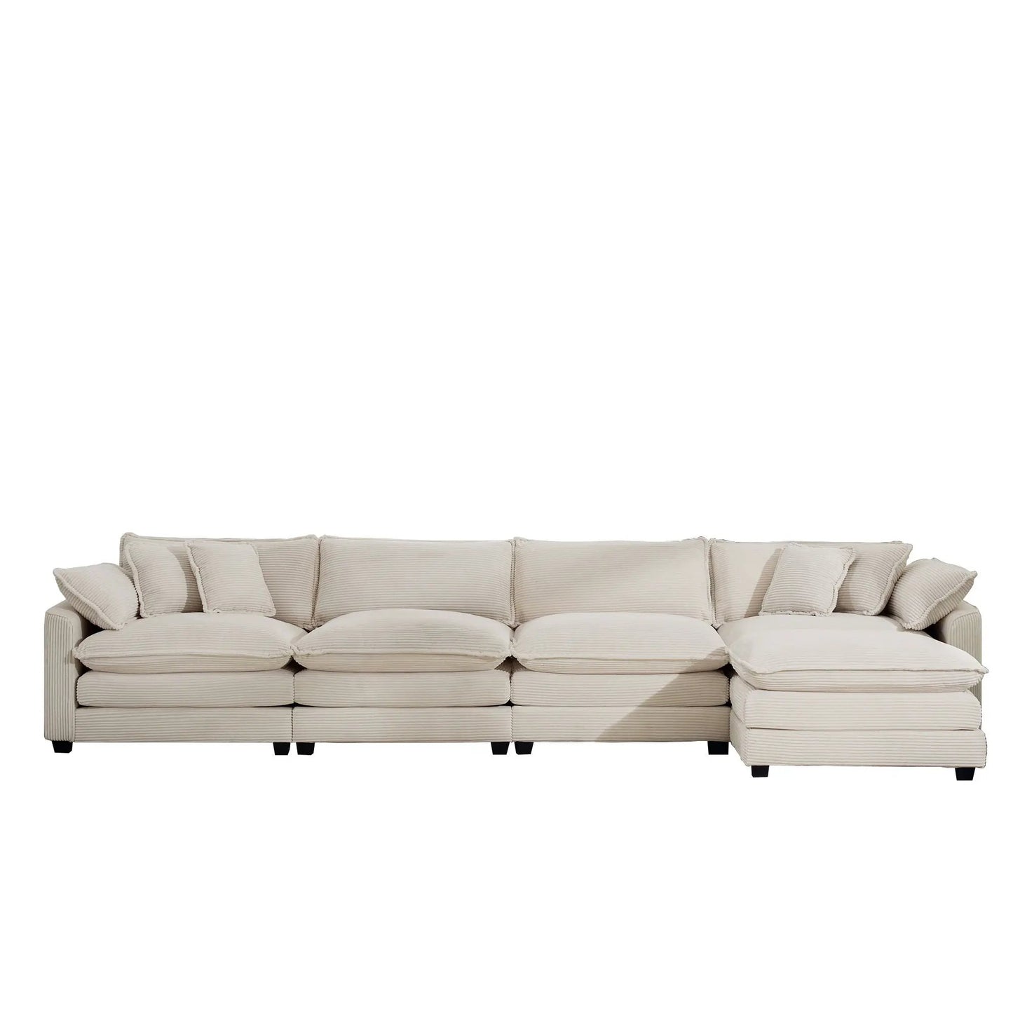 Modern oversized modular sofa with ottoman in beige fabric, 3-piece living room set on Tampa Home & Garden Store