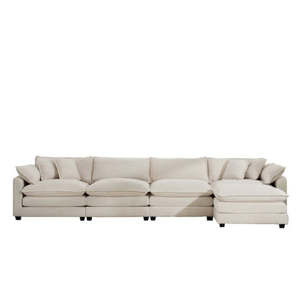 Modern oversized modular sofa with ottoman in beige fabric, 3-piece living room set on Tampa Home & Garden Store