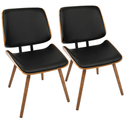 Mid-century dining chair set with black padded upholstery and walnut frames, 2 chairs on Tampa Home & Garden Store