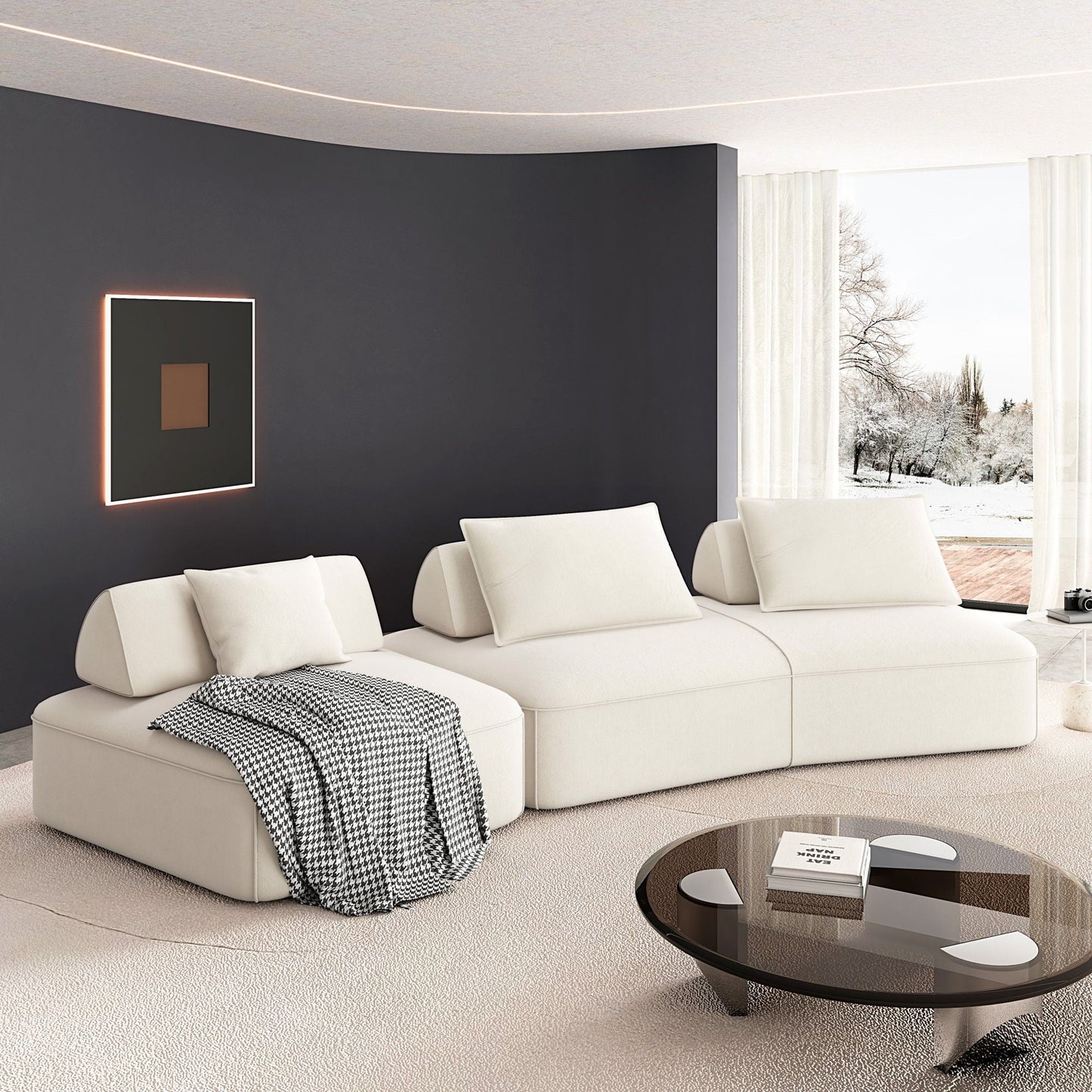 Modern Luxury Oversized Modular Sectional Sofa Set, 2-piece, white upholstery by HouseOfZazla on Tampa Home & Garden Store