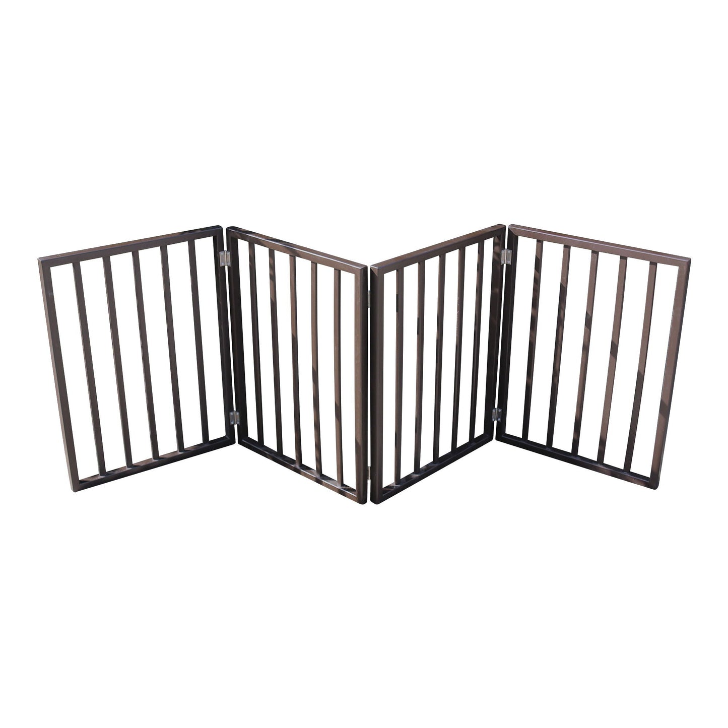 HouseOfZazla dark brown folding pet gate with two panels for doorways on Tampa Home & Garden Store