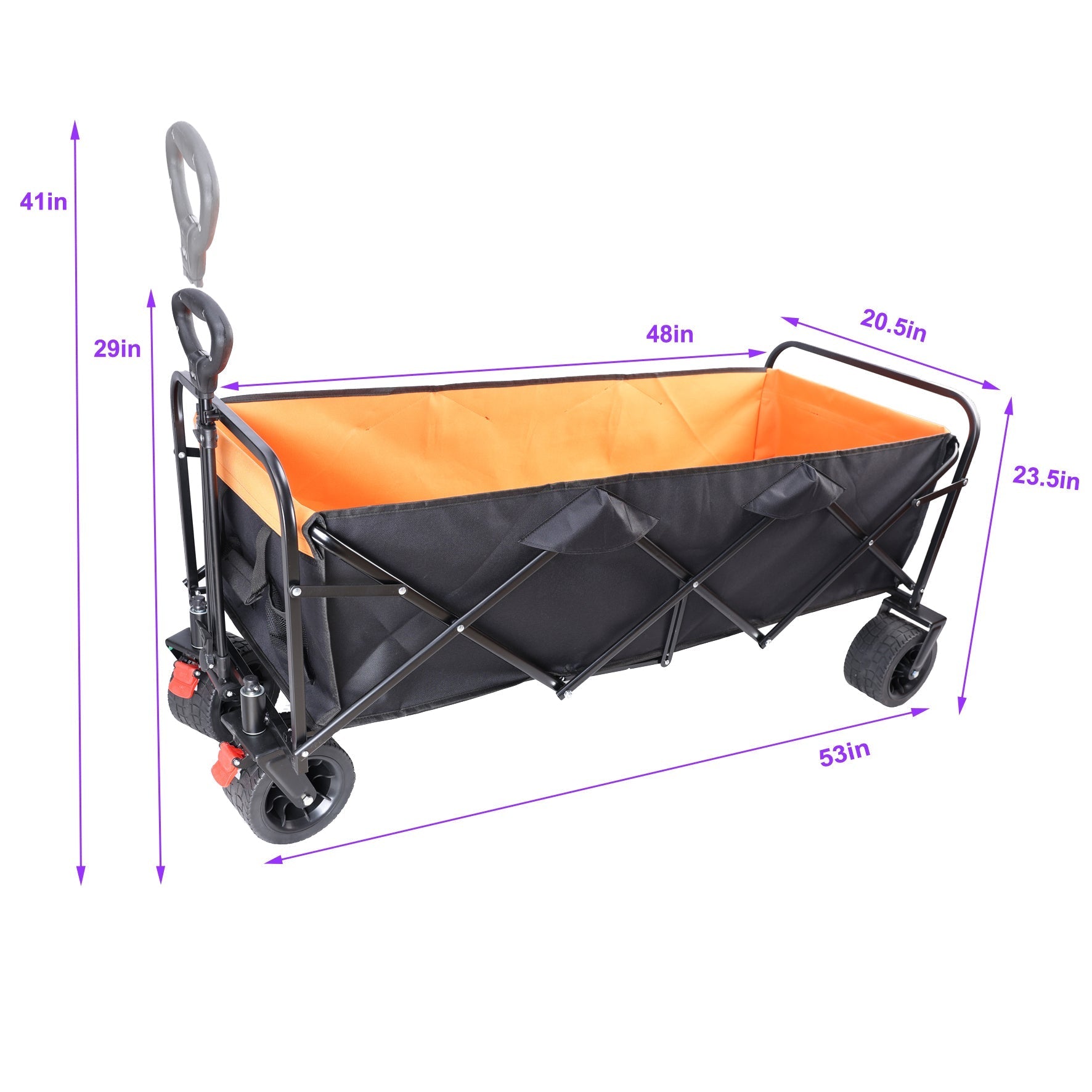 Foldable wagon with extender, black frame orange interior HouseOfZazla on Tampa Home & Garden Store