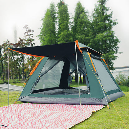 Fully automatic beach tent, green-gray with orange accents, multi-person shelter on Tampa Home & Garden Store