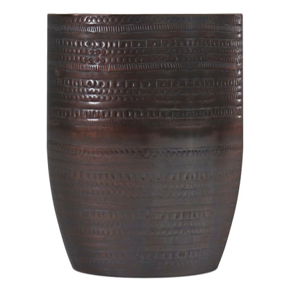 Johnsen handcrafted large metal accent table dark brown surface Unique Piece Furniture on Tampa Home & Garden Store