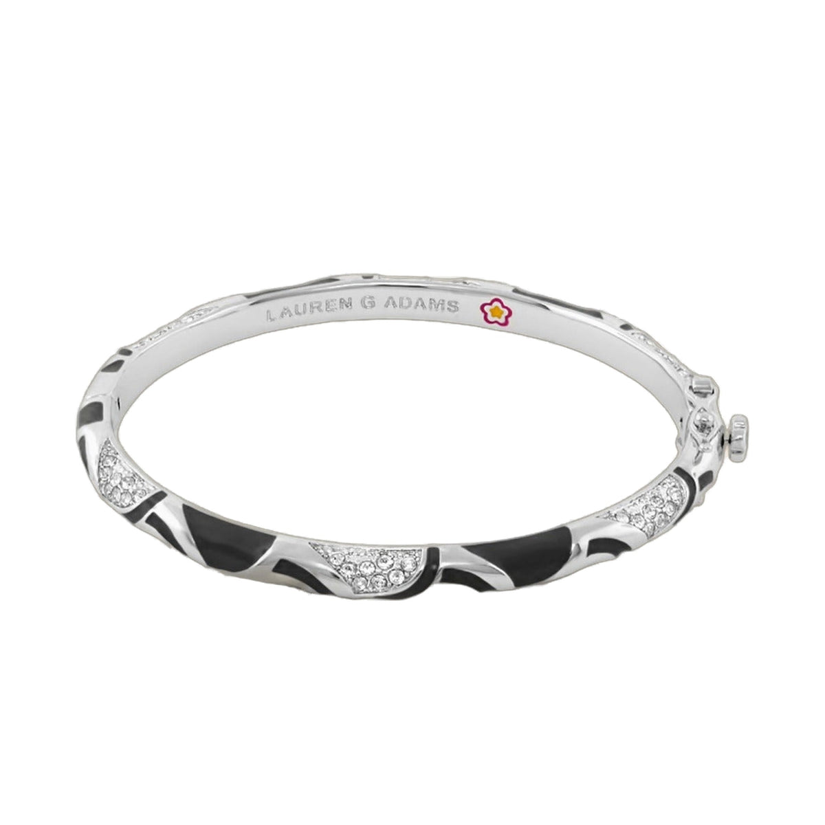 Magic 8 Stackable Bangle by Lauren G Adams, silver-tone with black enamel and crystals on Tampa Home & Garden Store