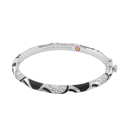 Magic 8 Stackable Bangle by Lauren G Adams, silver-tone with black enamel and crystals on Tampa Home & Garden Store