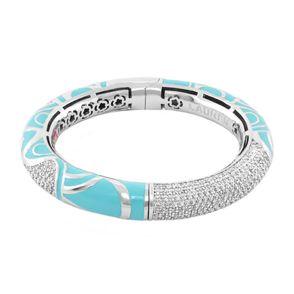 Magic 8 Bangle hinged bracelet in turquoise enamel with pavé diamonds by Lauren G Adams on Tampa Home & Garden Store
