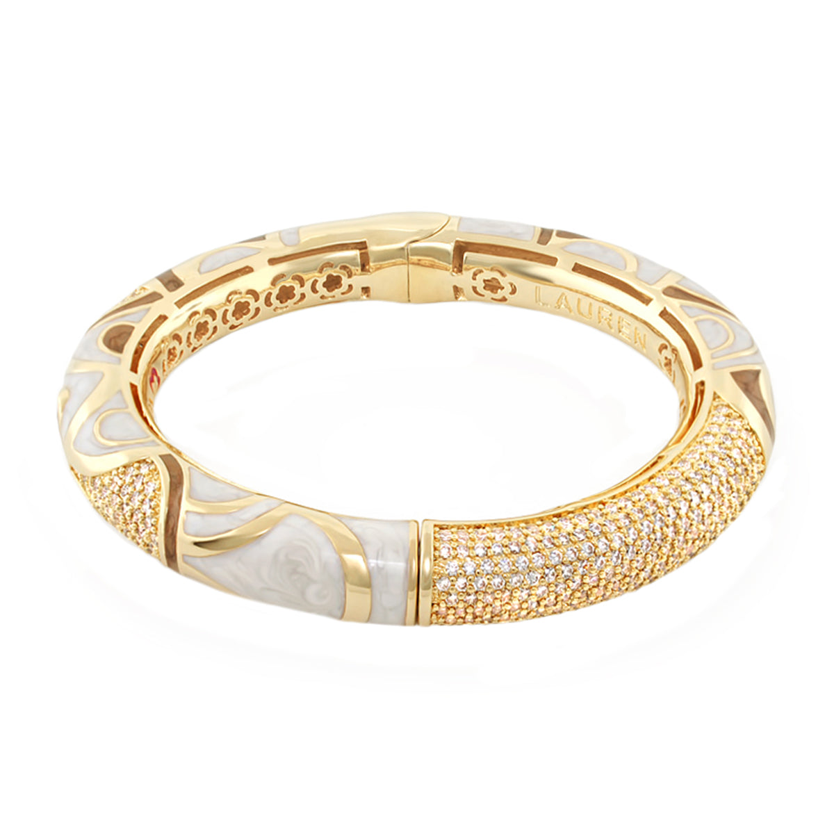Magic 8 Bangle hinged gold-tone bracelet with mother-of-pearl by Lauren G Adams on Tampa Home & Garden Store
