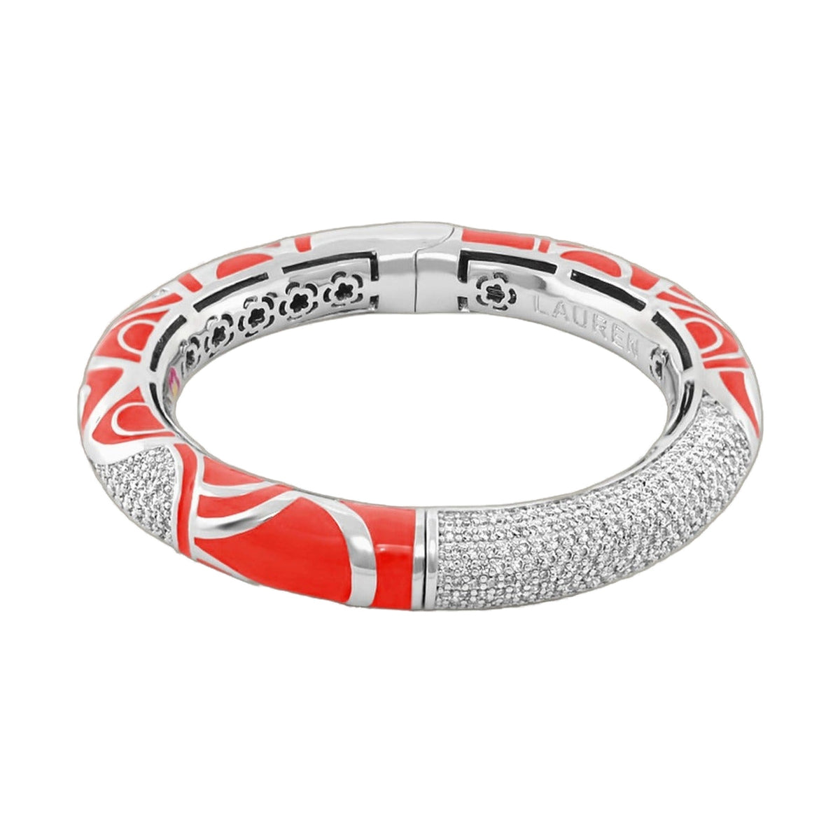 Magic 8 Bangle by Lauren G Adams, red enamel and crystal pave hinged bracelet on Tampa Home & Garden Store