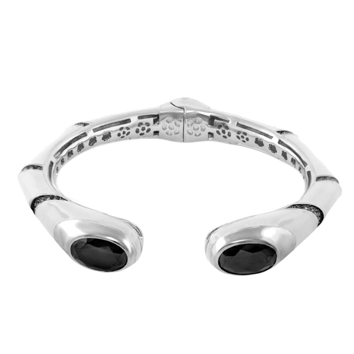 Earth Wind and Fire Bangle with oval black crystal tips, silver-tone bracelet by Lauren G Adams on Tampa Home & Garden Store