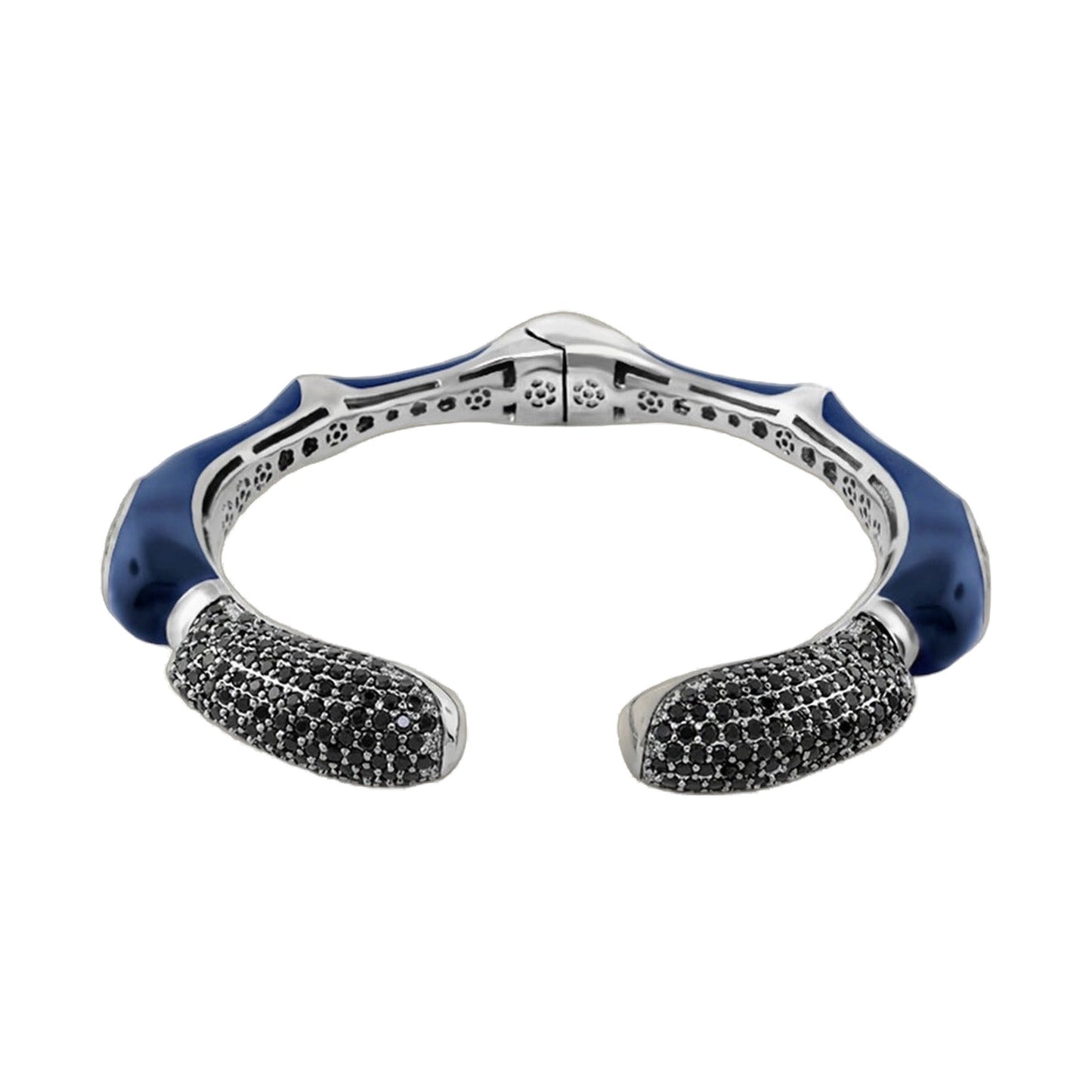 Earth Wind and Fire Bangle Peaked Pavé Tips, hinged bracelet in blue enamel by Lauren G Adams on Tampa Home & Garden Store