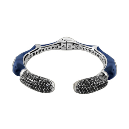 Earth Wind and Fire Bangle Peaked Pavé Tips, hinged bracelet in blue enamel by Lauren G Adams on Tampa Home & Garden Store