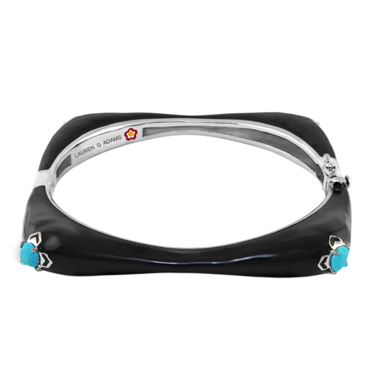 Starry Nights Bangle black enamel bracelet with turquoise end stones by Lauren G Adams on Tampa Home & Garden Store