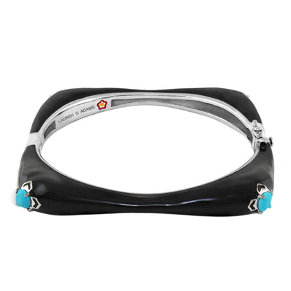 Starry Nights Bangle black enamel bracelet with turquoise end stones by Lauren G Adams on Tampa Home & Garden Store