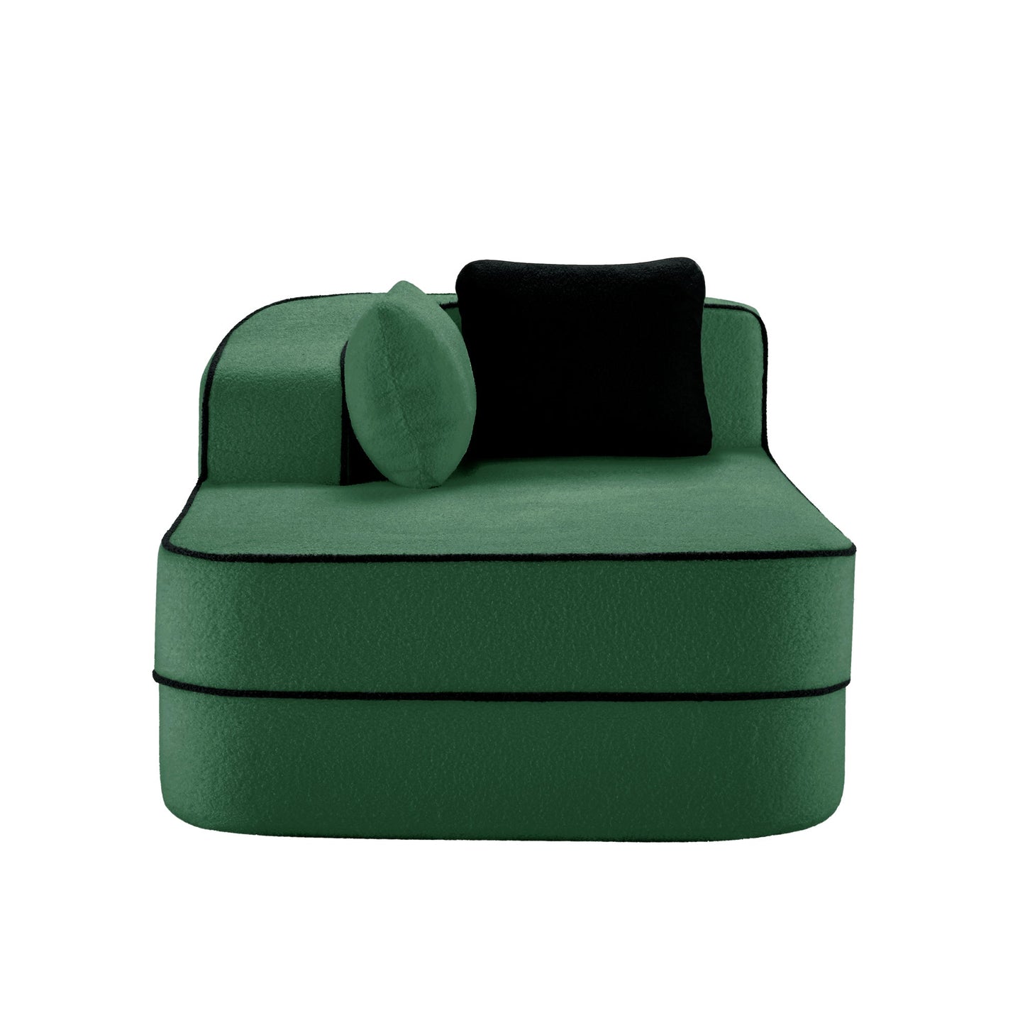 Elysees Left Chaise Sofa and Green Teddy Fabric