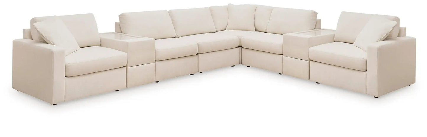Modmax Sectional Oyster stationary beige fabric with built-in end tables, L-shaped sofa on Tampa Home & Garden Store