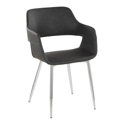 Contemporary dining chair set with black faux leather seat and chrome legs HouseOfZazla on Tampa Home & Garden Store