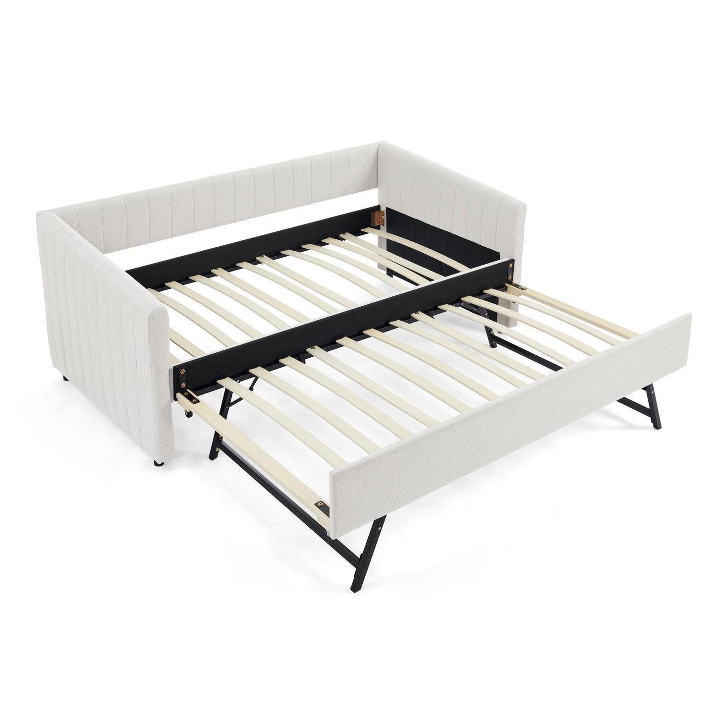 Daybed With Vertical Stripes And Extra Trundle