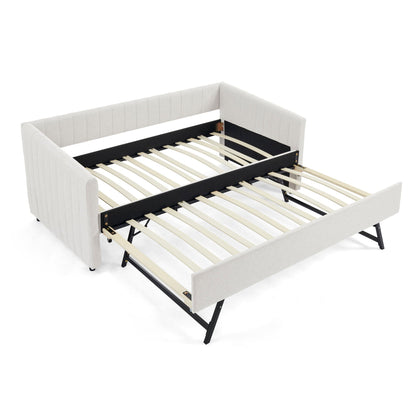 Daybed With Vertical Stripes And Extra Trundle