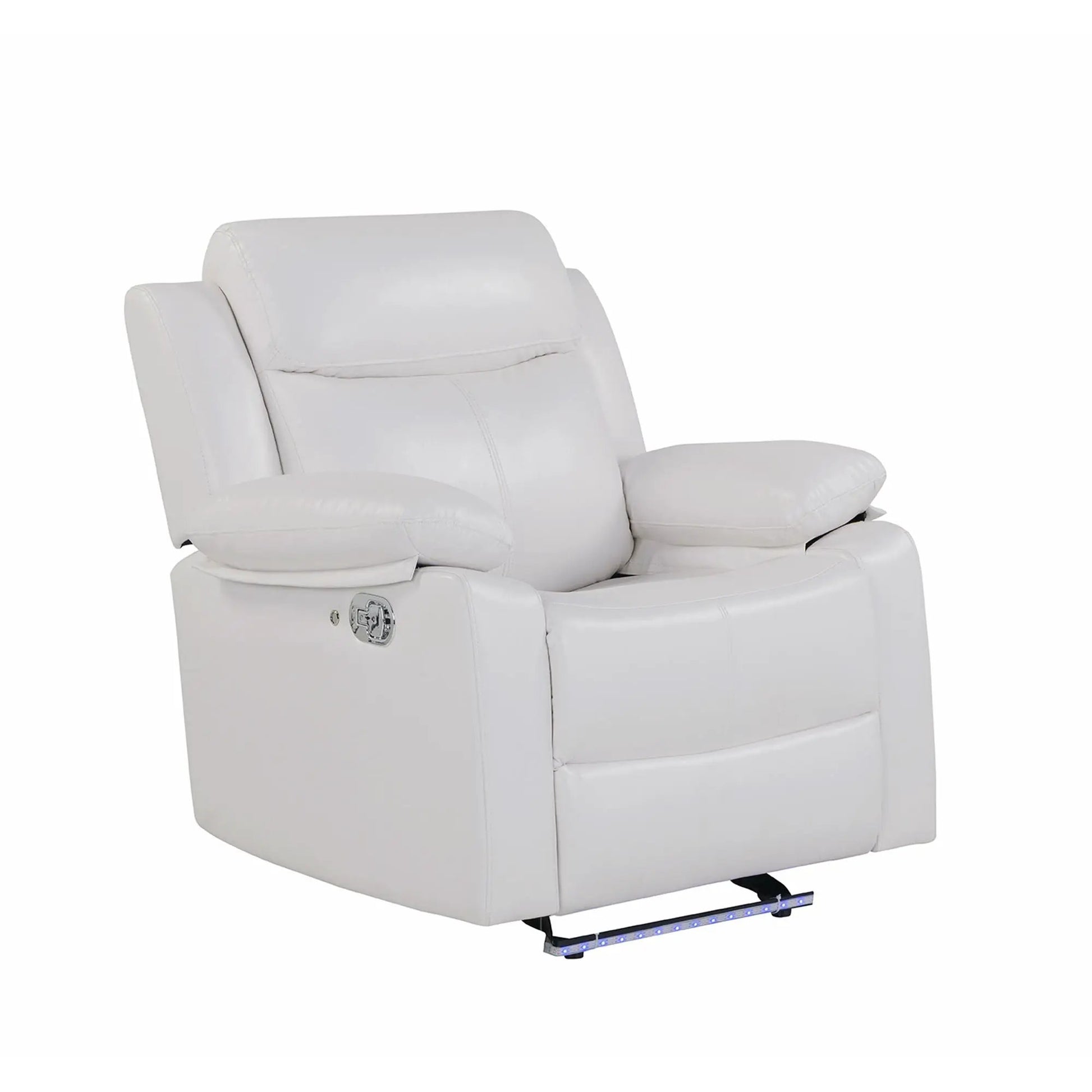 Blanche glider recliner with LED, white leather, pillow-top arms by Unique Piece Furniture on Tampa Home & Garden Store