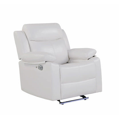 Blanche glider recliner with LED, white leather, pillow-top arms by Unique Piece Furniture on Tampa Home & Garden Store