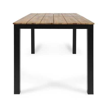 Outdoor Acacia Wood Dining Table and Two Benches