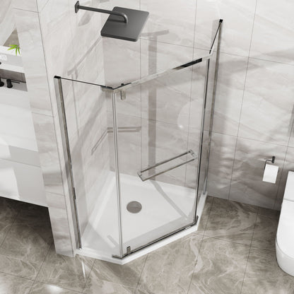 Frameless Neo Angle Shower Door and Acrylic Base