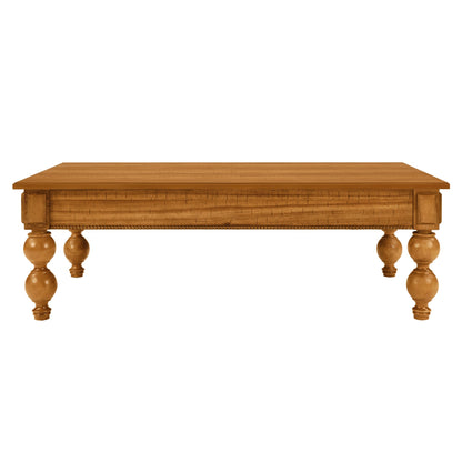 Rectangular wooden coffee table with storage drawer, honey oak finish, carved panels HouseOfZazla on Tampa Home & Garden Store