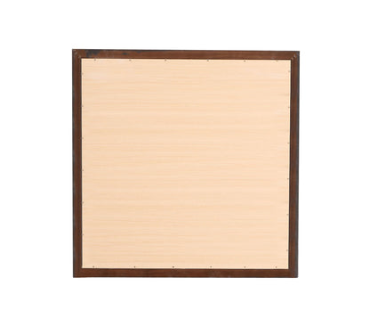 Primo Square Wall Mirror back view with dark brown frame and natural wood panel on Tampa Home & Garden Store