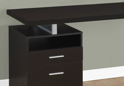 Dark espresso writing desk with stacked drawers and metal support leg on Tampa Home & Garden Store