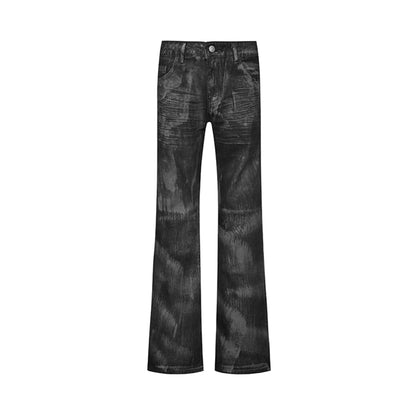FLIPSTYLEZLLC Wax-coated distressed straight jeans, dark wash on Tampa Home & Garden Store