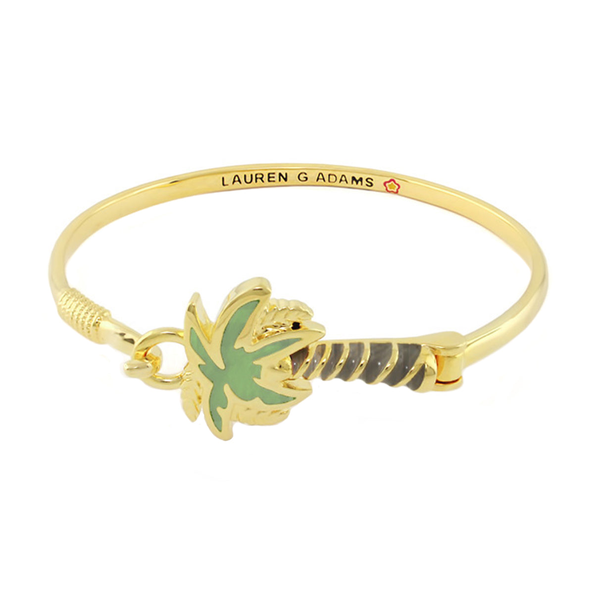 Eau Palm Tree Bangle gold-tone palm charm bold hook clasp Lauren Adams on Tampa Home & Garden Store
