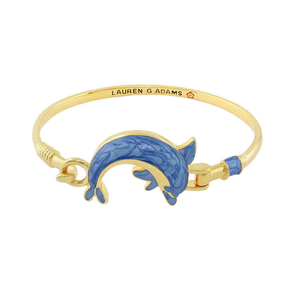 Eau Dolphin Bangle gold-tone bracelet with blue enamel dolphin charm by Lauren G Adams on Tampa Home & Garden Store