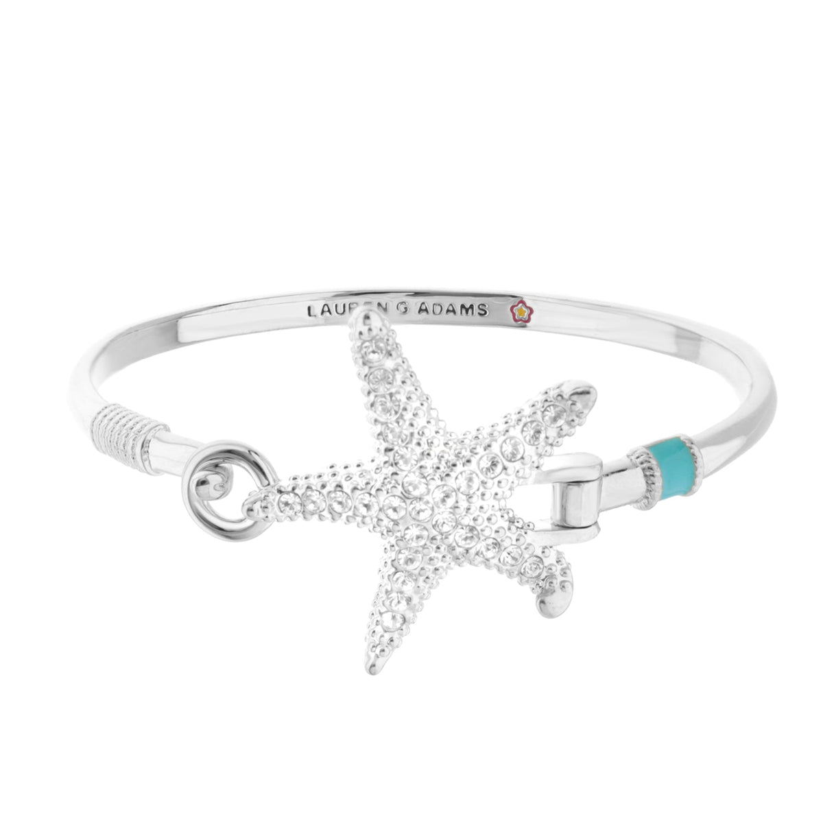 Eau Pave Starfish Bangle by Lauren G Adams, pavé crystal starfish charm and turquoise bead on Tampa Home & Garden Store