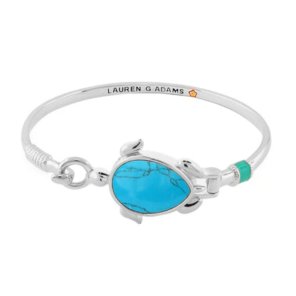 Eau Turtle Bangle - turquoise shell inlay on silver bracelet Lauren G Adams on Tampa Home & Garden Store
