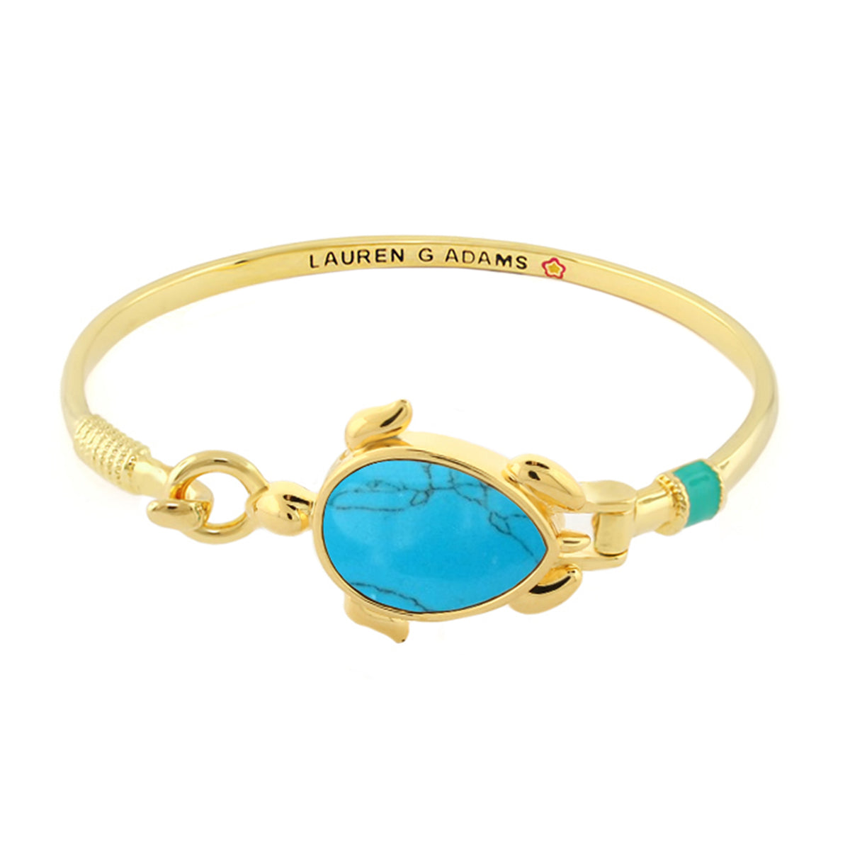 Eau Turtle Bangle with turquoise shell inlay in gold-tone bracelet by Lauren G Adams on Tampa Home & Garden Store
