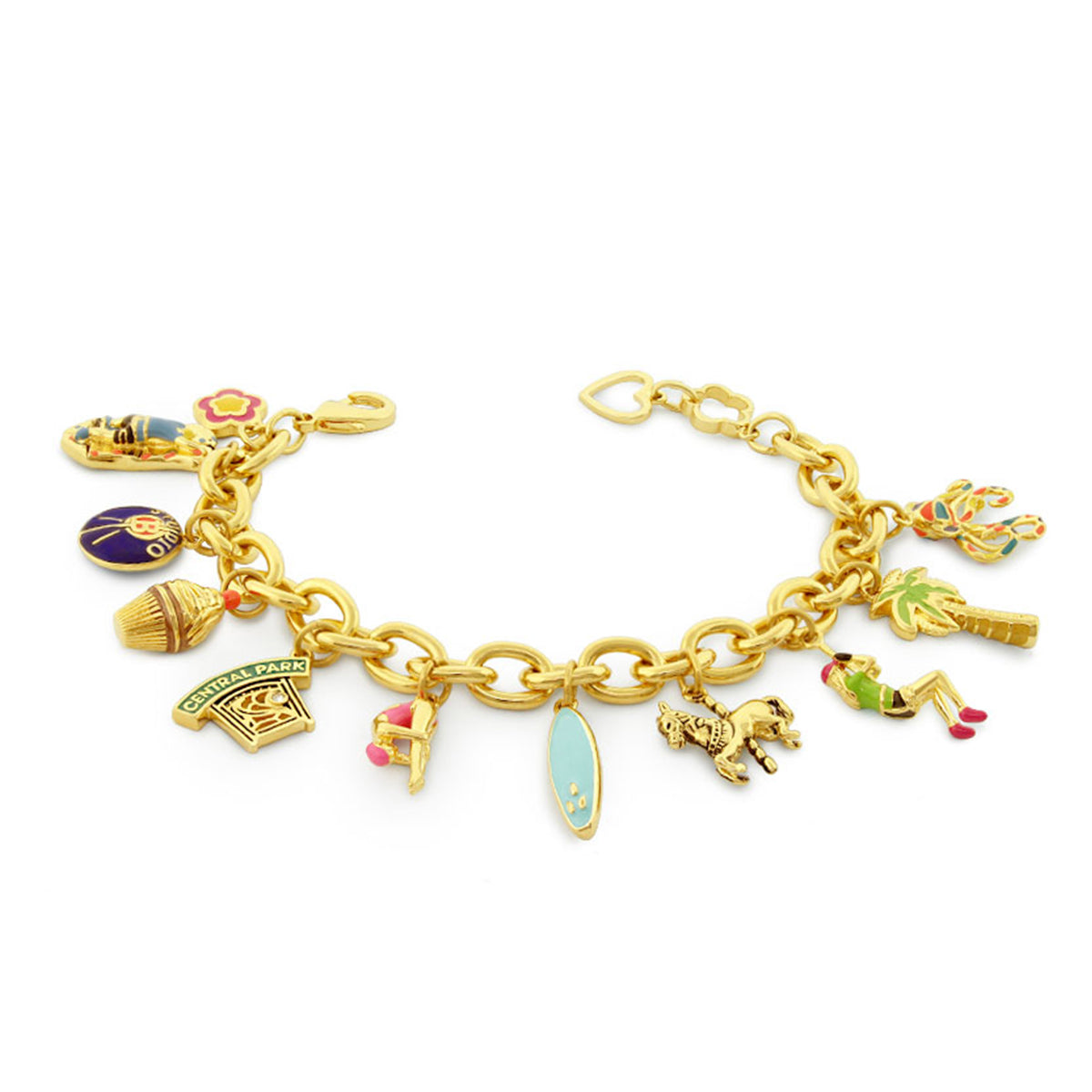 Eau Oasis Charm Bracelet gold-tone with colorful travel and beach charms by Lauren G Adams on Tampa Home & Garden Store