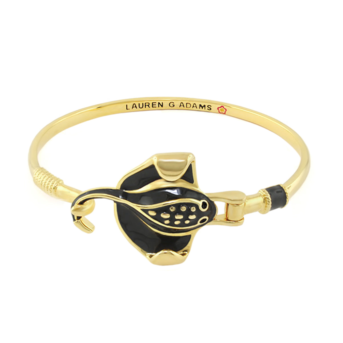 Eau Stingray Bangle gold tone bracelet with black enamel stingray charm by Lauren G Adams on Tampa Home & Garden Store