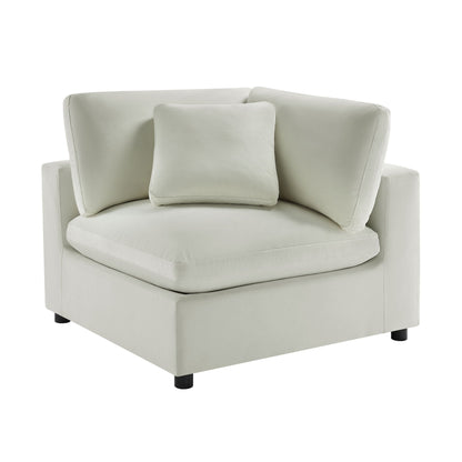 Corner wedge chair beige with down-blend cushion and pillow by HouseOfZazla on Tampa Home & Garden Store