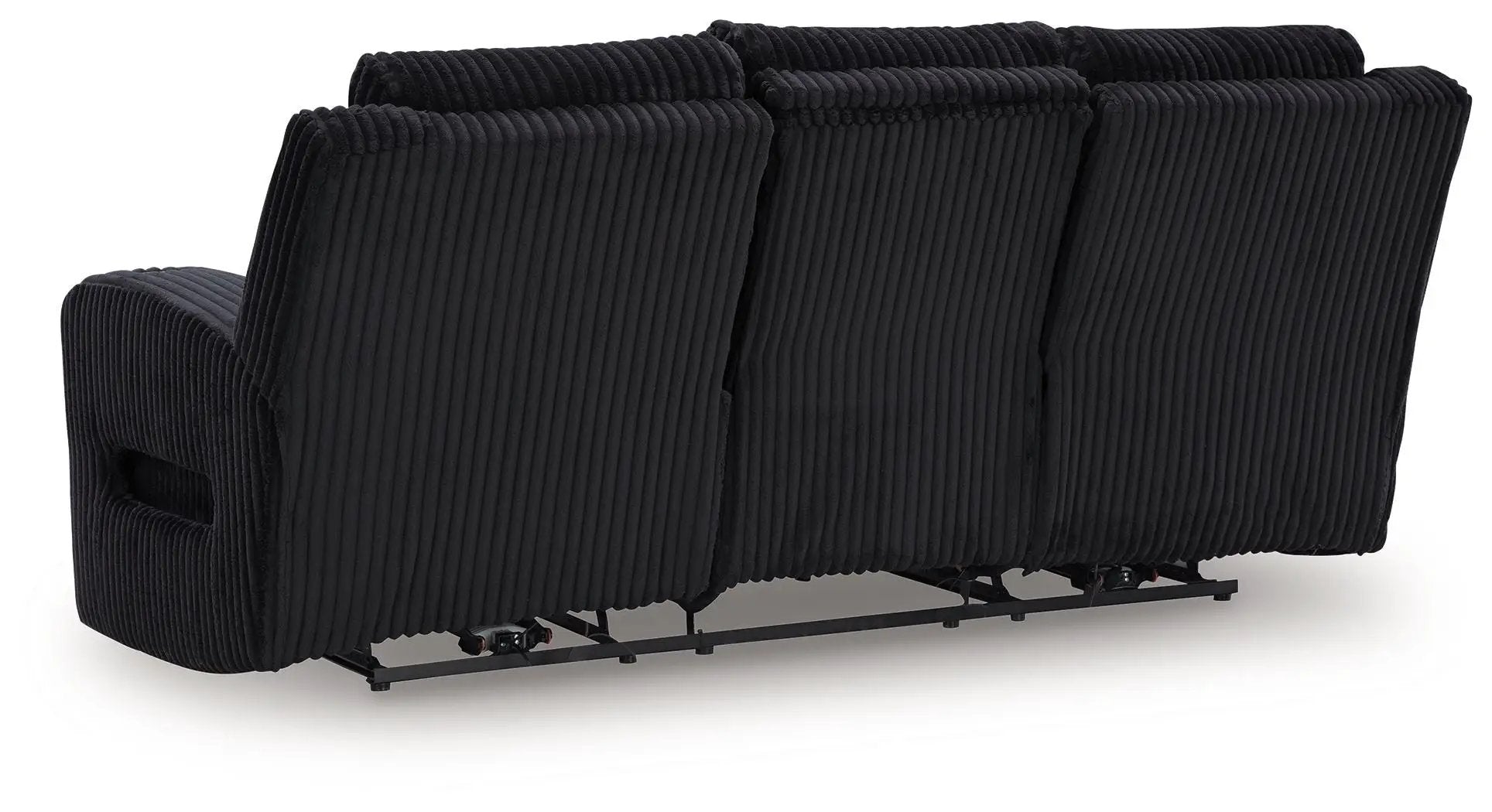 Forest Lake power reclining sofa with adjustable headrests in black corduroy fabric, 3-seat on Tampa Home & Garden Store