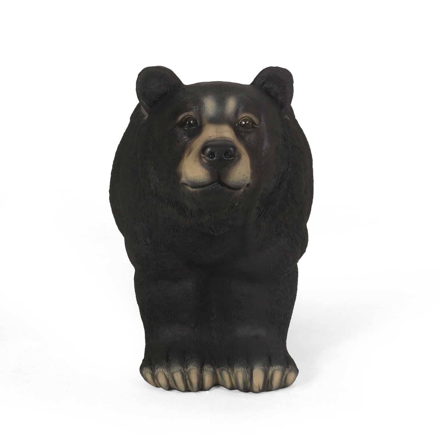 MGO Bear Bench concrete outdoor statue by HouseOfZazla, black bear head and paws on Tampa Home & Garden Store