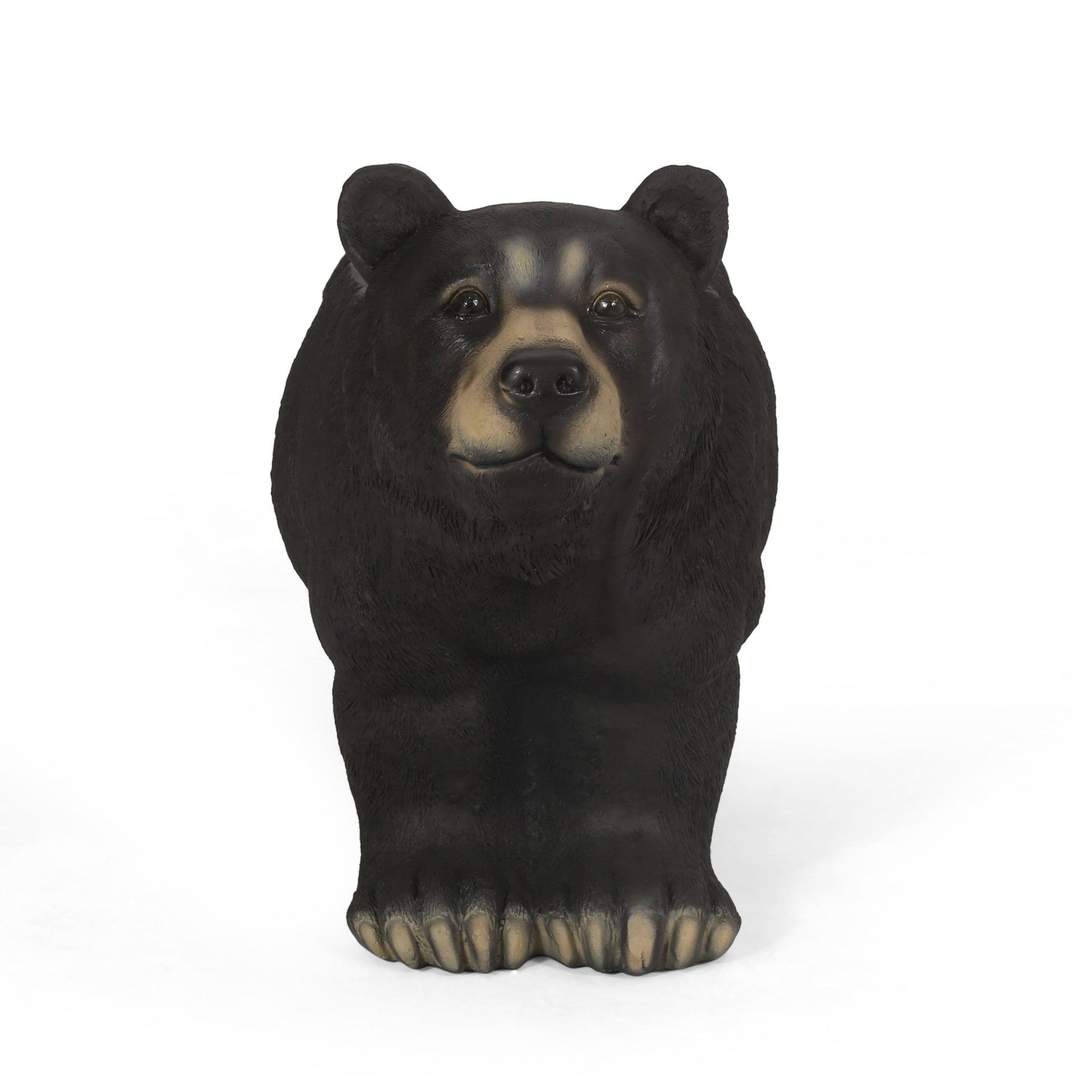MGO Bear Bench concrete outdoor statue by HouseOfZazla, black bear head and paws on Tampa Home & Garden Store