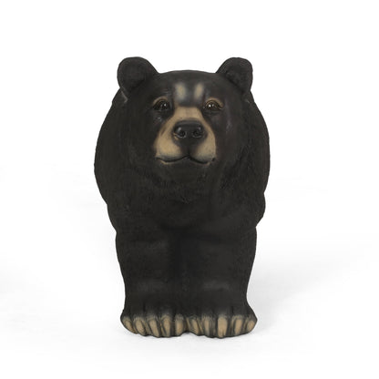 MGO Bear Bench concrete outdoor statue by HouseOfZazla, black bear head and paws on Tampa Home & Garden Store